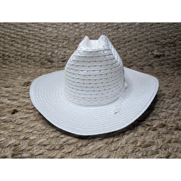 Vintage Rockmount Ranch Wear White Straw Cowboy Hat Feathers Size 7 3/8 Cowgirl main image 13